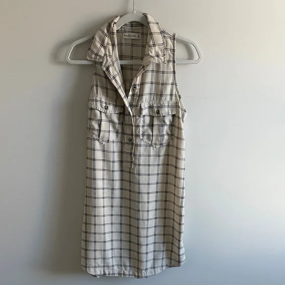 Abercrombie & Fitch Cream and Black Plaid dress - Picture 1 of 5